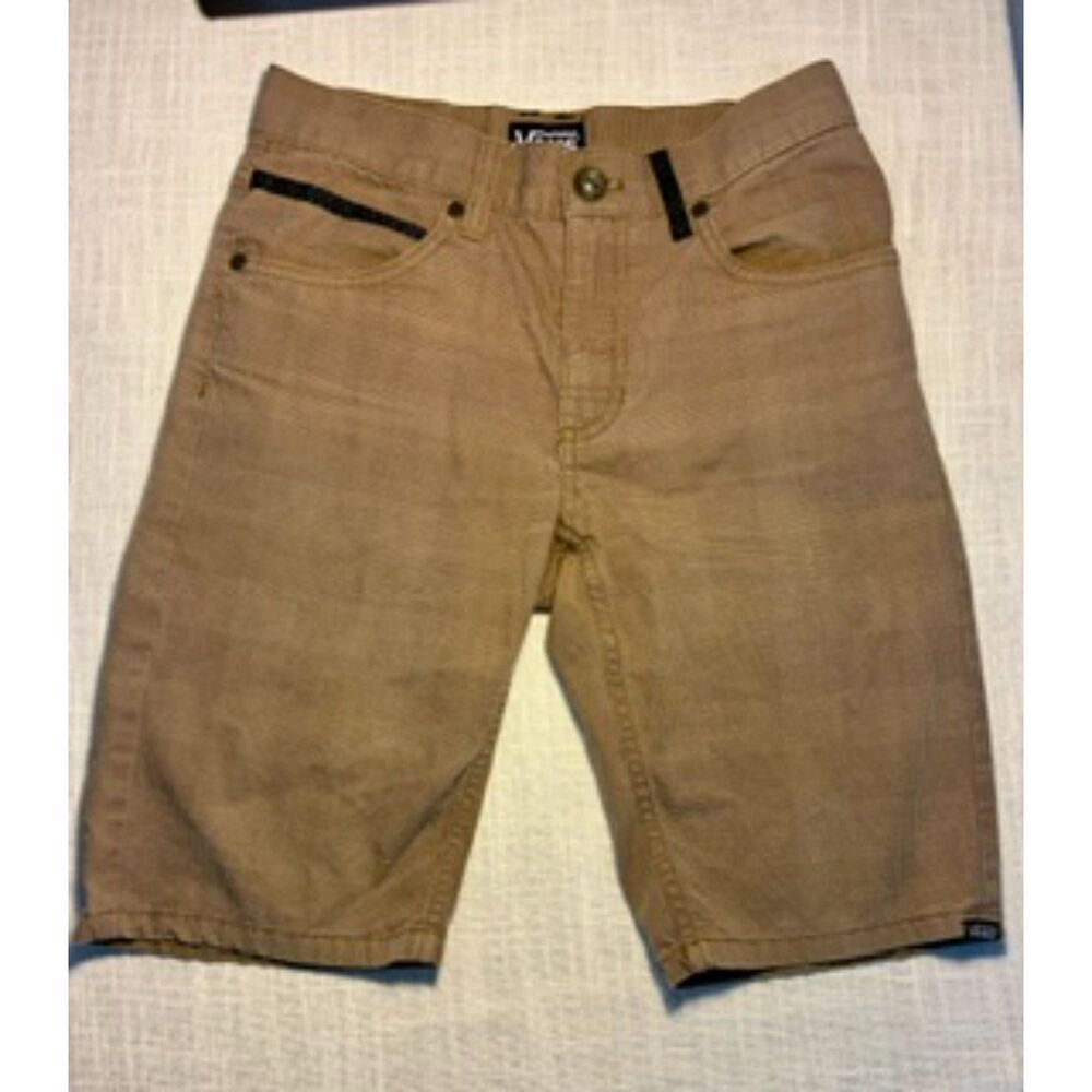 Vans boys Flat Front Chino Skate Shorts - Brown Tan Houndstooth Plaid Size- 12